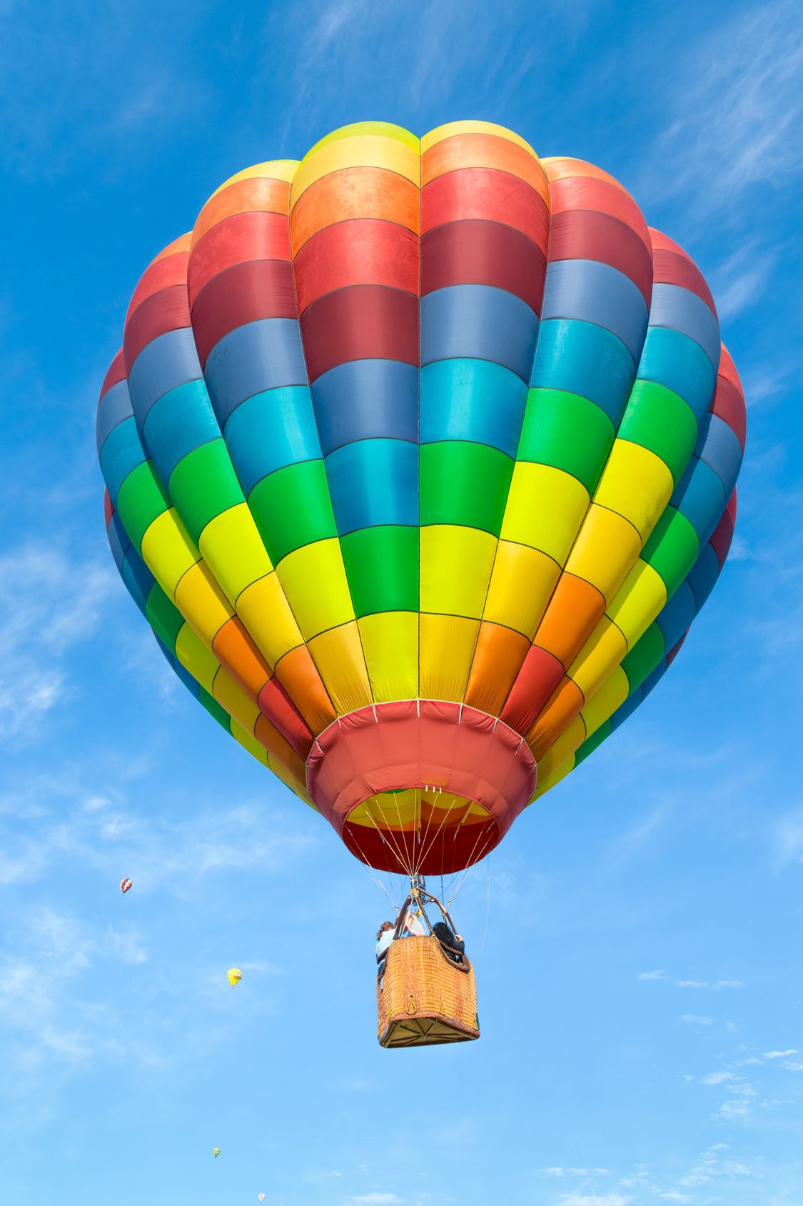 Hot air balloon over blue sky